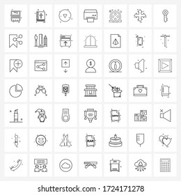 Simple Set of 49 Line Icons such as clothing; button; arrow; device; printer Vector Illustration
