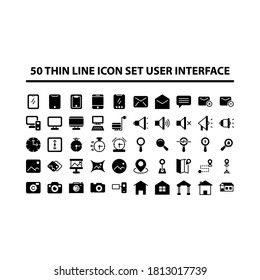 Conjunto simple de 50 vectores de la interfaz de usuario de glifo conjunto adecuado para sitios web, negocios, móviles, tiendas de aplicaciones, promoción, oficina y más. Con un trazo editable de 48x48 píxeles perfecto sobre fondo blanco.
