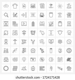 Simple Set of 64 Line Icons such as paper; file; text; document; computer Vector Illustration