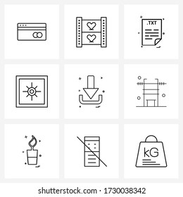 Simple Set of 9 Line Icons such as protection; locker; file; text; Vector Illustration