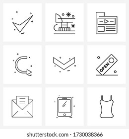 Simple Set of 9 Line Icons such as direction; right; file; arrow; arrow Vector Illustration