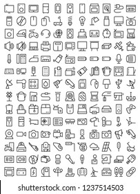Simple Set of Abstract Electronics Related Vector Line Icons.