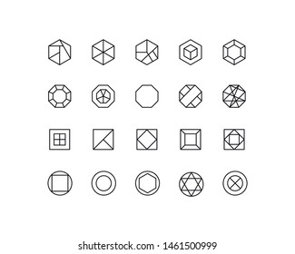 Simple set of abstract logotypes modern thin line icons. Trendy design. Pack of stroke icons. Vector illustration isolated on a white background. Premium quality symbols.