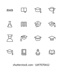 Simple set of academy icons in trendy line style. Modern vector symbols, isolated on a white background. Linear pictogram pack. Line icons collection for web apps and mobile concept.