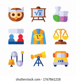 Sencillo conjunto de iconos de color del vector de la Academia. Color con trazo editable