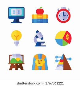Sencillo conjunto de iconos de color del vector de la Academia. Color con trazo editable