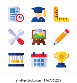 Simple Set Academy Vector Color Icons. Color with Editable stroke