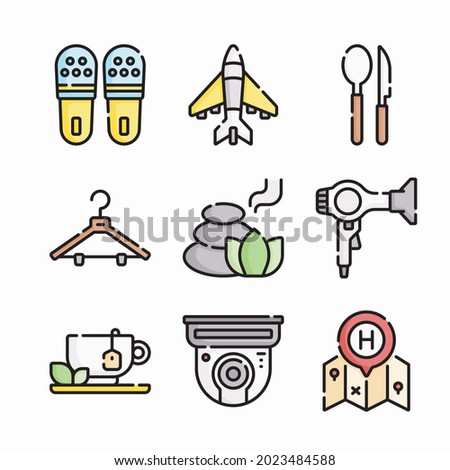 Simple Set Accomodation Vector Color Icons