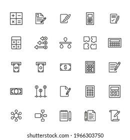 Simple set of accounting icons in trendy line style. Modern vector symbols, isolated on a white background. Linear pictogram pack. Line icons collection for web apps and mobile concept.