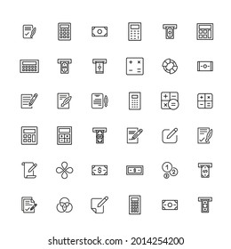 Conjunto simple de iconos contables en el estilo de línea de moda. Símbolos vectoriales modernos, aislados en un fondo blanco. Envase para pictogramas lineales. Colección de iconos de línea para aplicaciones web y concepto móvil.