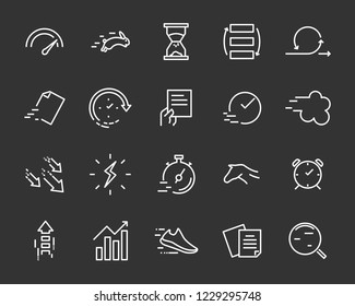 simple set of agile vector line icons, contain such lcon as speed, agile, boost, process, time and more