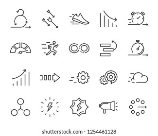 Simple Set Of Agile Vector Line Icons, Contain Such Lcon As Speed, Agile, Boost, Process, Time And More