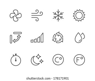 Simple set of air conditioning related vector icons for your design.