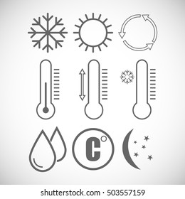 Simple Set of Air Conditioning Related Vector Line Icons. Contains such Icons as Cool, Humidity, Airing, Ionisation and more.