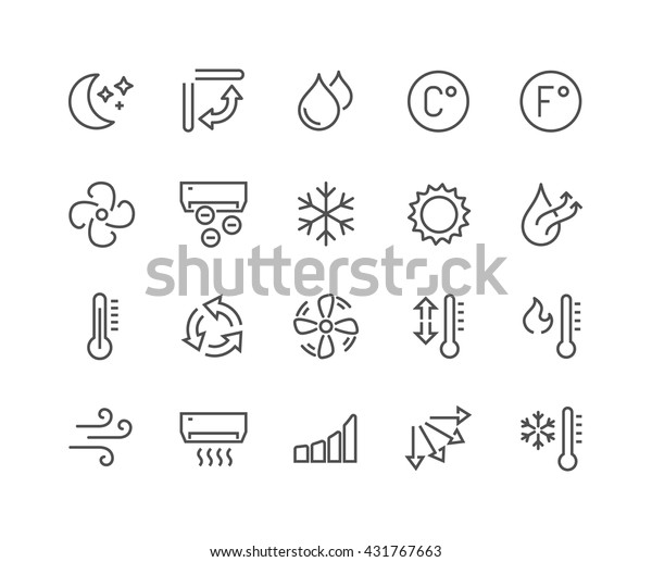 Simple Set of Air\
Conditioning Related Vector Line Icons. \
Contains such Icons as\
Cool, Humidity, Airing, Ionisation and more. \
Editable Stroke.\
48x48 Pixel Perfect. 