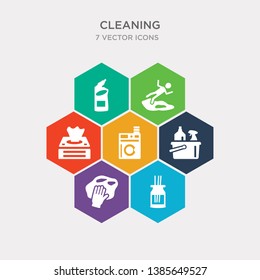 simple set of air freshener, wash, housekeeping, washing clothes icons, contains such as icons paper roll, wet floor, bleach and more. 64x64 pixel perfect. infographics vector
