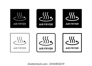 Diseño del logotipo de la marca de tecnología Air Fryer. Vector de línea de símbolo.