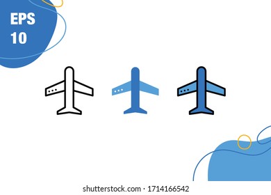 Simple Set of Airplane, Plane, Transportation Icon with line, flat, and filled line. EPS 10. Editable Stroke and Pixel Perfect.