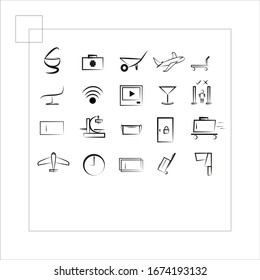 Simple set airport. plane, security, thermal scan and more