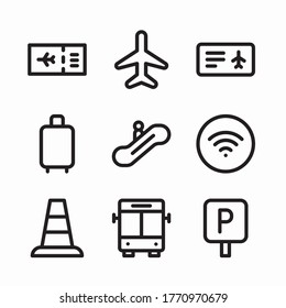Einfache Set-Flughafen-Vektorgrafik-Symbole