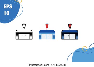 Simple Set of Airport Warehouse Tower Icon with line, flat, and filled line. EPS 10. Editable Stroke and Pixel Perfect.