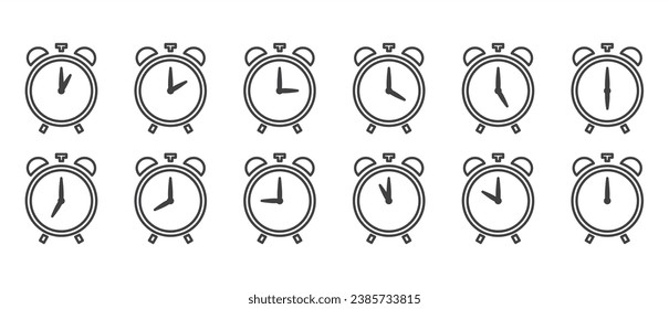Simple set of Alarm clock vector icon isolated on Tansparant background, simple line outline style alarm clock, Time and clock, timer line icons. Vector linear icon set