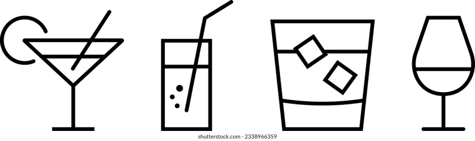 Simple Set of Alcohol Related Vector Line Icons. Vector ilustration.