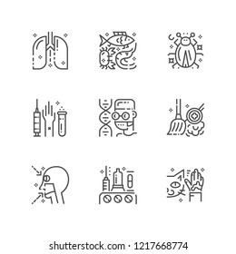 Simple set of allergy icons. Premium medicine symbol collection. Vector illustration. Line allergic pictogram pack.