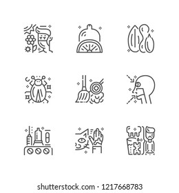 Simple set of allergy icons. Premium medicine symbol collection. Vector illustration. Line allergic pictogram pack.