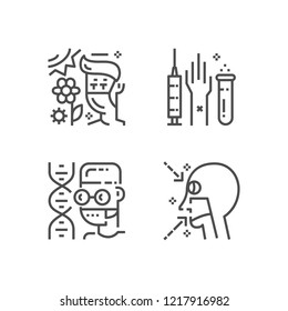 Simple set of allergy icons. Premium medicine symbol collection. Vector illustration. Line allergic pictogram pack.