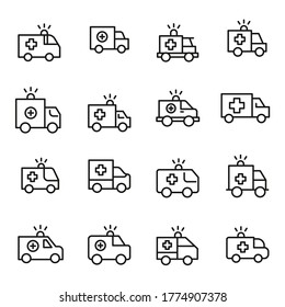 Simple set of ambulance related outline icons. Elements for mobile concept and web apps. Thin line vector icons for website design and development, app development. Premium pack.