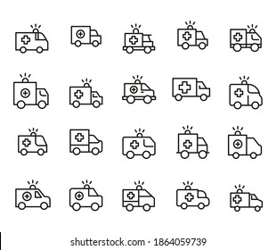 Simple set of ambulance related outline icons. Elements for mobile concept and web apps. Thin line vector icons for website design and development, app development. Premium pack.