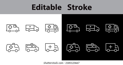 Simple set of ambulance related outline icons. Elements for mobile concept and web apps. Thin line vector icons for website design and development, app development. Editable strokes, Perfect icons