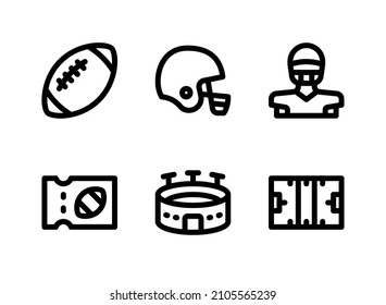 Simple Set of American Football Related Vector Line Icons. Contains Icons as Ball, Helmet, Athlete and more.