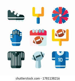 Simple Set American Football Vector Color Icons