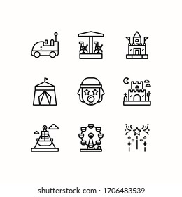 Simple Set of Amusement Park Related Vector Line Icons