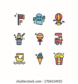 Simple Set of Amusement Park Related Vector Color Icons