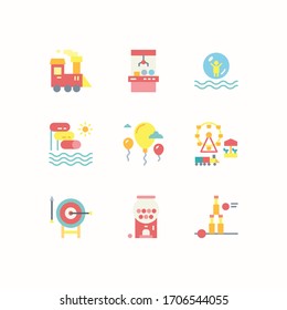 Simple Set of Amusement Park Related Vector Flat Icons