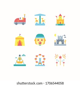 Simple Set of Amusement Park Related Vector Flat Icons
