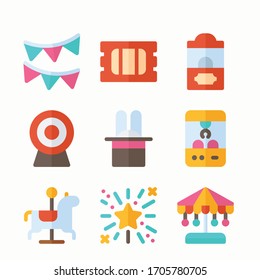 Simple Set Amusement Park Vector Color Icons. Color with Editable stroke