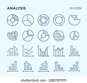 Simple set of analysis. Diagrams. Vector line icons. Editable stroke. Pixel perfect