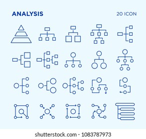 Simple set of analysis. Diagrams. Vector line icons. Editable stroke. Pixel perfect