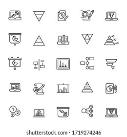 Simple set of analytics icons in trendy line style. Modern vector symbols, isolated on a white background. Linear pictogram pack. Line icons collection for web apps and mobile concept.