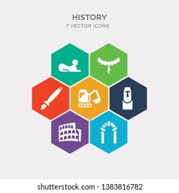 simple set of ancient, colosseum, moais, digger icons, contains such as icons brushes, bracelet, sphinx and more. 64x64 pixel perfect. infographics vector