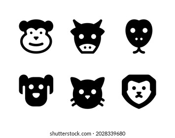 Simple Set of Animal Related Vector Solid Icons. Contains Icons as Monkey, Dog, Cat, Lion and more.