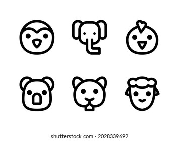 Simple Set of Animal Related Vector Line Icons. Contains Icons as Penguin, Elephant, Chick, Koala and more.