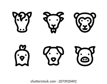 Simple Set of Animals Related Vector Line Icons. Contains Icons as Horse, Goat, Monkey and more.