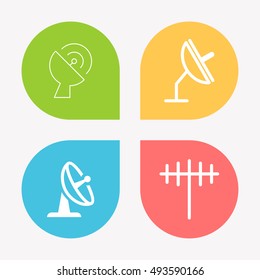 Simple Set of Antenna and Satellite Dish Related Vector Line Icons. Contains such Icons as Communication, Radio, Technology, Network.