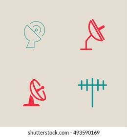 Simple Set of Antenna and Satellite Dish Related Vector Line Icons. Contains such Icons as Communication, Radio, Technology, Network.