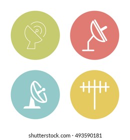 Simple Set of Antenna and Satellite Dish Related Vector Line Icons. Contains such Icons as Communication, Radio, Technology, Network.